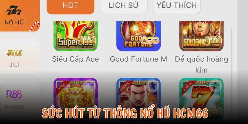 Số lượng game ở nổ hũ HCM66 lên đến hơn 100 trò chơi